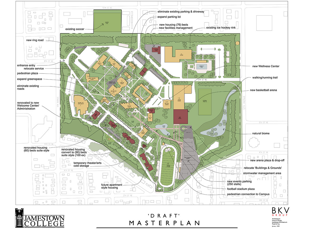 Craftwell Architects created the Jamestown College master plan